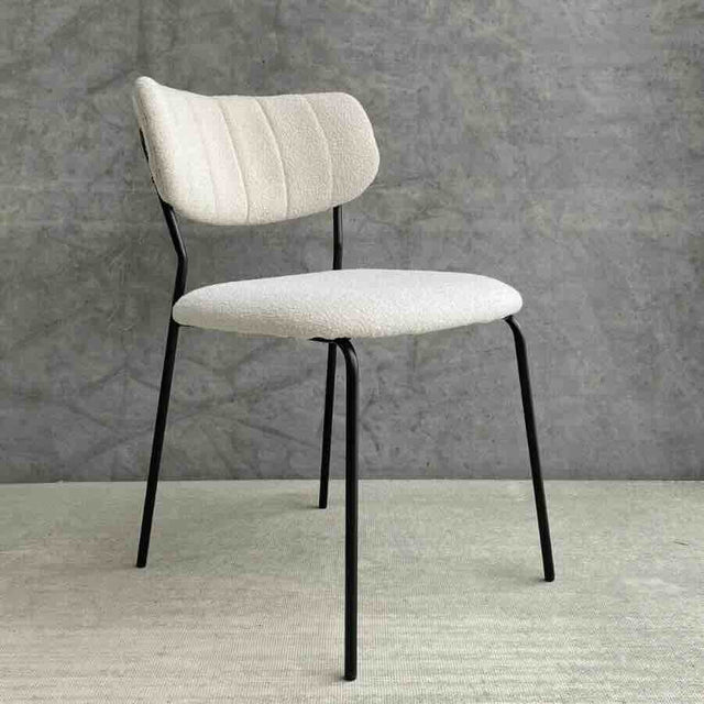 Modern-White-Boucle-Dining-Chair-Floating-Back-Black-Metal-Legs-Set-of-2