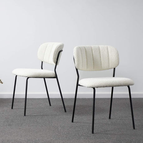 Modern-White-Boucle-Dining-Chair-Floating-Back-Black-Metal-Legs-Set-of-2