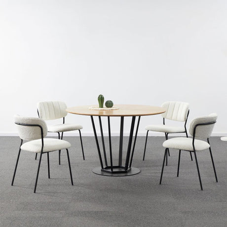 Modern-White-Boucle-Dining-Chair-Floating-Back-Black-Metal-Legs-Set-of-2