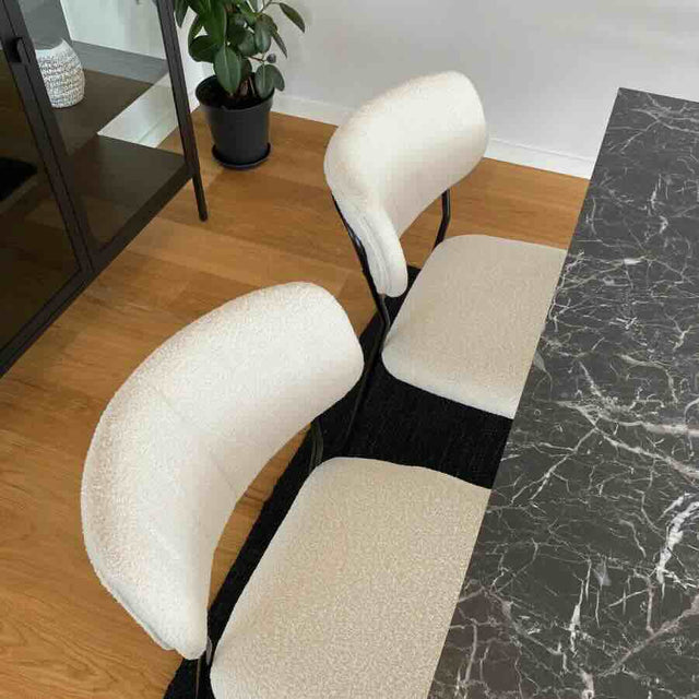 Modern-White-Boucle-Dining-Chair-Floating-Back-Black-Metal-Legs-Set-of-2