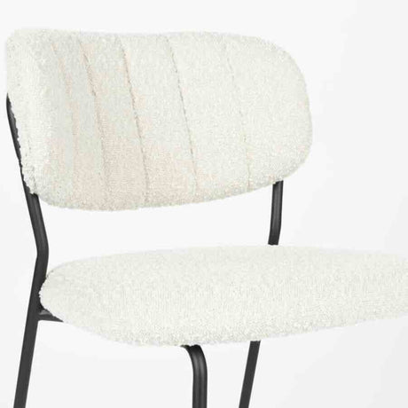 Modern-White-Boucle-Dining-Chair-Floating-Back-Black-Metal-Legs-Set-of-2