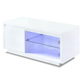 Aurora Modern White High Gloss LED TV Stand With Storage