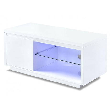 Aurora Modern White High Gloss LED TV Stand With Storage