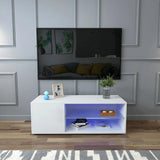 Aurora Modern White High Gloss LED TV Stand With Storage