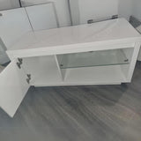 Aurora Modern White High Gloss LED TV Stand With Storage