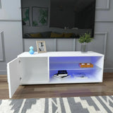 Aurora Modern White High Gloss LED TV Stand With Storage