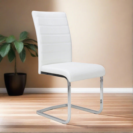 Modern-White-Leather-Cantilever-Dining-Chair-Horizontal-Stitching-Metal-Legs-Set-of-2