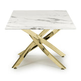 Aurelia Modern Rectangular White Marble Coffee Table With Gold Legs