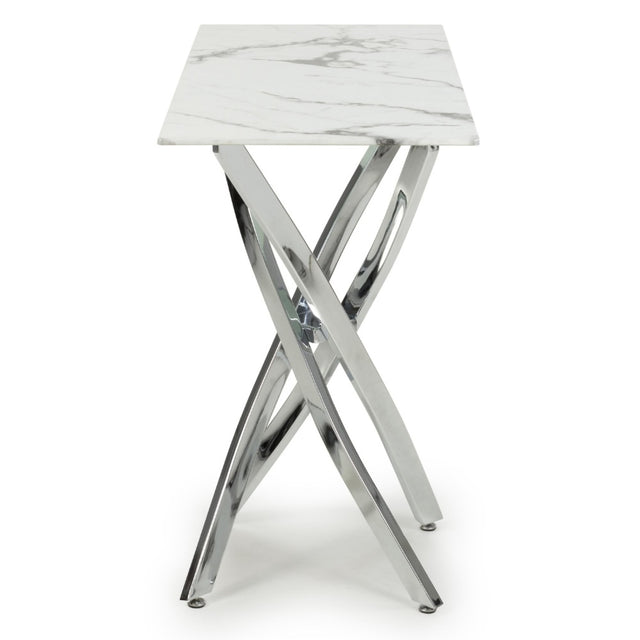 Aurelia Modern Rectangular White Marble Console Table