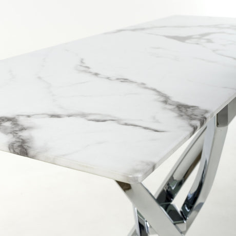 Aurelia Modern Rectangular White Marble Console Table