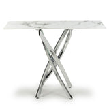 Aurelia Modern Rectangular White Marble Console Table