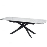 Montclair Modern White Marble Ceramic Extending Rectangular Dining Table 180cm-230cm