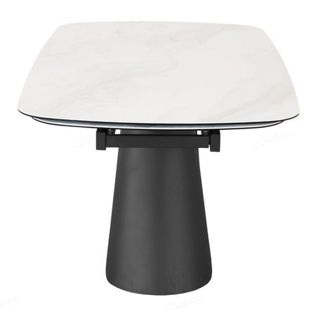 Opulento Modern White Ceramic Marble Extending Dining Table 180cm-280cm