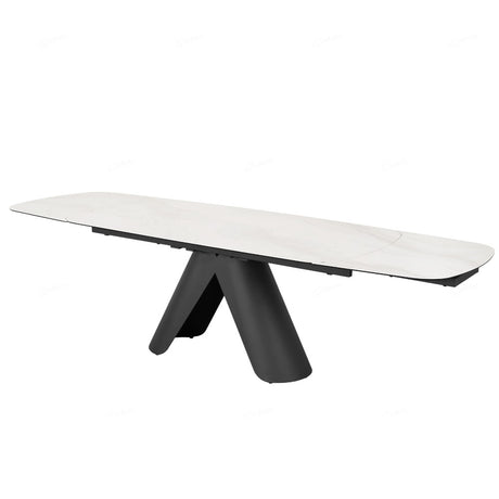 Opulento Modern White Ceramic Marble Extending Dining Table 180cm-280cm