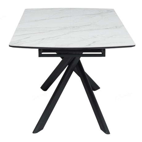 Montclair Modern White Marble Ceramic Extending Rectangular Dining Table 180cm-230cm