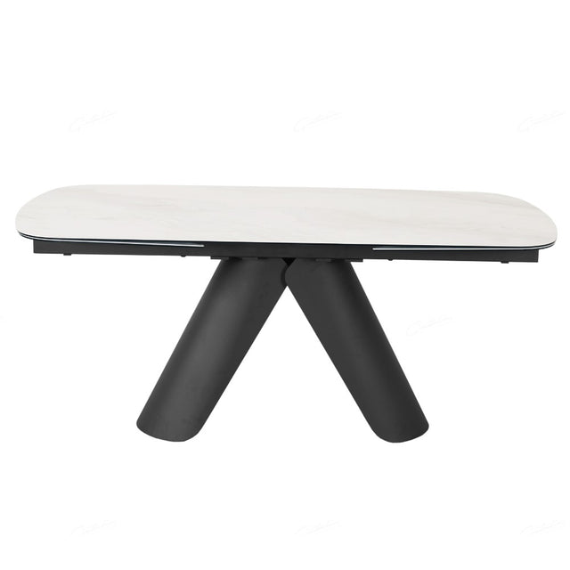 Opulento Modern White Ceramic Marble Extending Dining Table 180cm-280cm