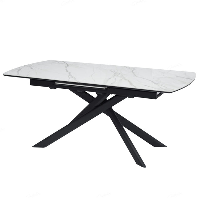 Montclair Modern White Marble Ceramic Extending Rectangular Dining Table 180cm-230cm