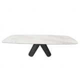 Opulento Modern White Ceramic Marble Extending Dining Table 180cm-280cm