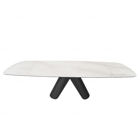 Opulento Modern White Ceramic Marble Extending Dining Table 180cm-280cm