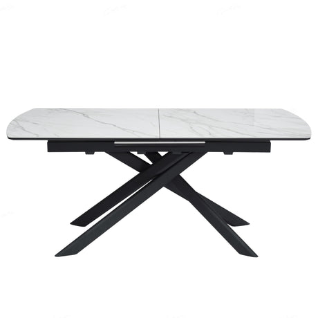 Montclair Modern White Marble Ceramic Extending Rectangular Dining Table 180cm-230cm