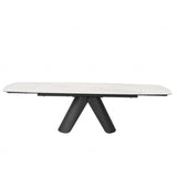 Opulento Modern White Ceramic Marble Extending Dining Table 180cm-280cm