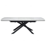 Montclair Modern White Marble Ceramic Extending Rectangular Dining Table 180cm-230cm