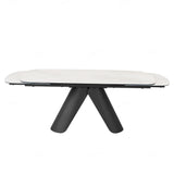 Opulento Modern White Ceramic Marble Extending Dining Table 180cm-280cm