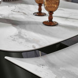 Opulento Modern White Ceramic Marble Extending Dining Table 180cm-280cm