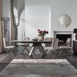 Opulento Modern White Ceramic Marble Extending Dining Table 180cm-280cm