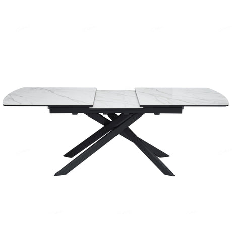 Montclair Modern White Marble Ceramic Extending Rectangular Dining Table 180cm-230cm