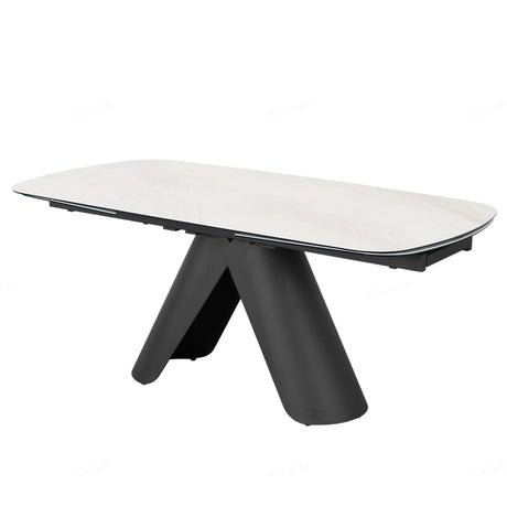 Opulento Modern White Ceramic Marble Extending Dining Table 180cm-280cm