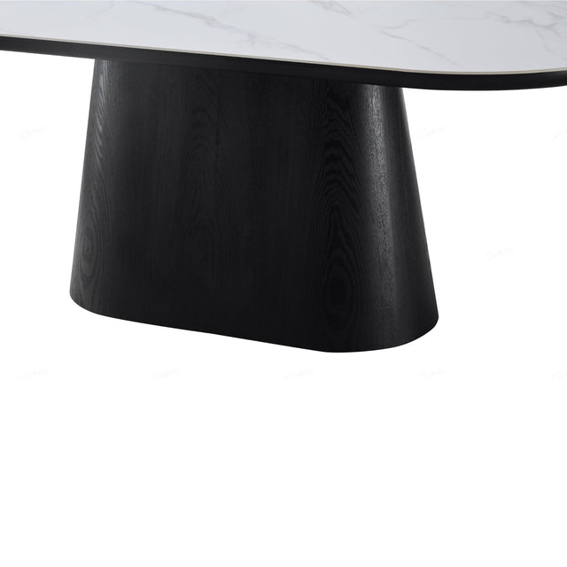 Eclipse Modern Oval White Marble Dining Table 200cm