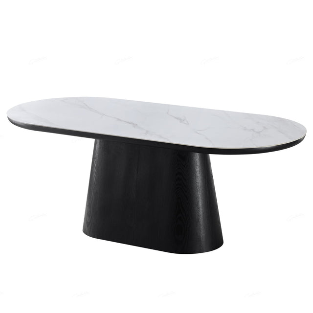 Eclipse Modern Oval White Marble Dining Table 200cm