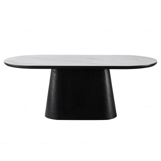 Eclipse Modern Oval White Marble Dining Table 200cm