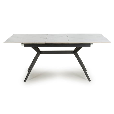 Avila Modern Rectangular White Marble Extending Dining Table 140cm-180cm