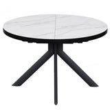 Alvaro Modern White Marble Ceramic Round Extending Dining Table 120cm-160cm