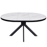 Alvaro Modern White Marble Ceramic Round Extending Dining Table 120cm-160cm