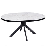 Alvaro Modern White Marble Ceramic Round Extending Dining Table 120cm-160cm