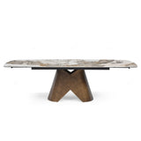 Feretti Modern White Marble Sintered Stone Extending Dining Table 180cm-260cm