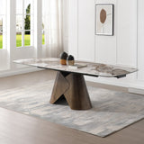 Feretti Modern White Marble Sintered Stone Extending Dining Table 180cm-260cm