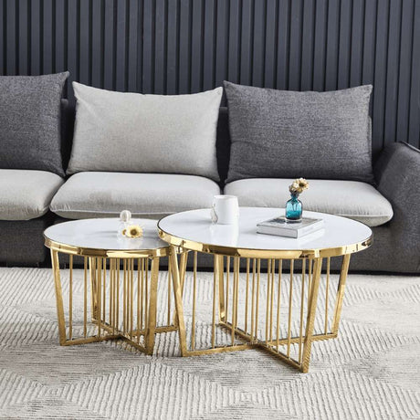 Modern-White-Sintered-Stone-Marble-Round-Nesting-Coffee-Table-Gold-Metal-Base-Set-of-2