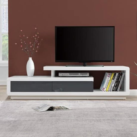 Avery Modern White High Gloss TV Stand With Storage