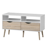 Jersey Modern White High Gloss And Oak TV Stand With Storage