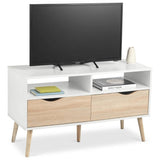 Jersey Modern White High Gloss And Oak TV Stand With Storage