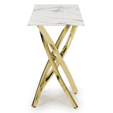 Aurelia Modern Rectangular White Marble Console Table Gold Legs