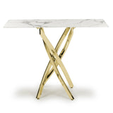 Aurelia Modern Rectangular White Marble Console Table Gold Legs