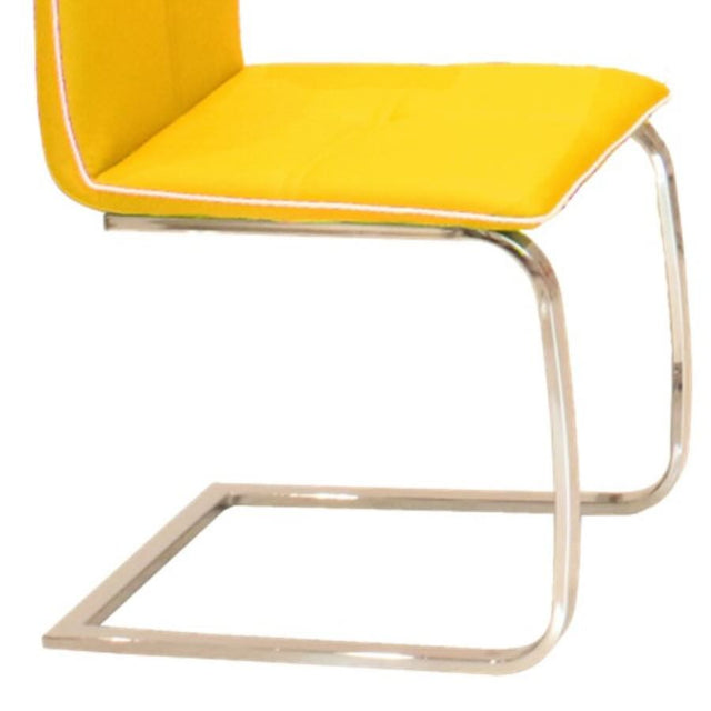 Modern-Yellow-Faux-Leather-Cantilever-Dining-Chair-With-Chrome-Base-Set-of-2