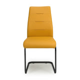 Modern-Yellow-Leather-Cantilever-Dining-Chair-Horizontal-Stitching-Black-Metal-Legs-Set-of-2