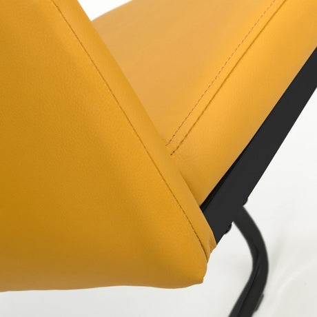 Modern-Yellow-Leather-Cantilever-Dining-Chair-Horizontal-Stitching-Black-Metal-Legs-Set-of-2