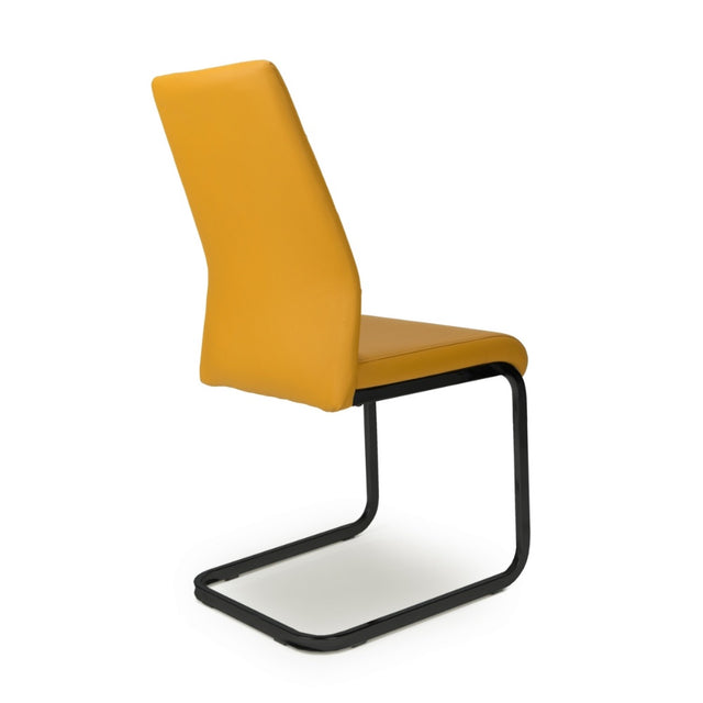 Modern-Yellow-Leather-Cantilever-Dining-Chair-Horizontal-Stitching-Black-Metal-Legs-Set-of-2